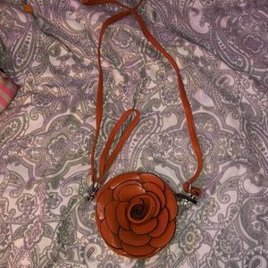 Over the shoulder orange flower bag